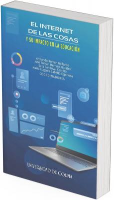 La portada utiliza una paleta de tonos azules, que van de un azul marino en la parte superior a un azul claro en la parte inferior, evocando modernidad, tecnología y conexión.  En el centro inferior de la imagen aparece una computadora portátil abierta, con la pantalla encendida mostrando el escritorio digital de un sistema operativo moderno. De la pantalla emergen diversos iconos flotantes y gráficos translúcidos que representan interfaces digitales y conexiones de datos.  Entre estos elementos destacan:  Gráficas circulares y de líneas, que aluden al análisis de datos.  Ventanas digitales con texto y perfiles de usuario, que simbolizan interacción humana y redes de información.  Símbolos de cámara, nube y conexión inalámbrica, representando tecnologías vinculadas al Internet de las cosas.  Los elementos flotan en el aire alrededor del ordenador, como si la información se expandiera más allá del dispositivo físico hacia un entorno digital invisible pero interconectado.