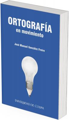 The cover features a solid blue background, conveying a sense of seriousness, clarity, and professionalism. At the center of the image is a creative and symbolic visual element: a light bulb, but instead of a conventional metal base, its bottom transforms into a pencil point. This image combines two key symbols: the light bulb, representing ideas, creativity, and intellectual enlightenment; and the pencil, symbolizing writing, learning, and spelling accuracy. The title "Spelling" is in large, bold, white letters, with the word "in motion" just below in a smaller typeface, but maintaining the same style. This suggests dynamism and evolution in learning spelling.