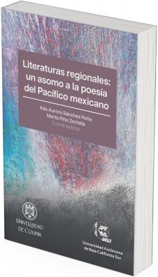 The cover features a completely abstract and artistic design, with an explosion of colors and visual textures that evoke movement, depth, and emotion, very much in the style of an expressionist painting. There are no human figures or defined landscapes; everything is composed of brushstrokes and patches of color that blend and contrast. At the top, blues, violets, and pinks dominate, with thin vertical lines that seem to fall like pigment rain or streams of water cascading from above. In the middle section, a range of greens, turquoises, and whites blend together, suggesting a transition to a lighter texture, like sea foam. The bottom is occupied by a band of deep black, which could symbolize solid ground, ink, or the mystery of the ocean's depths. This pictorial background suggests a visual metaphor for the cultural and emotional diversity of the Mexican Pacific regions, which gives rise to the poetry explored in the book.